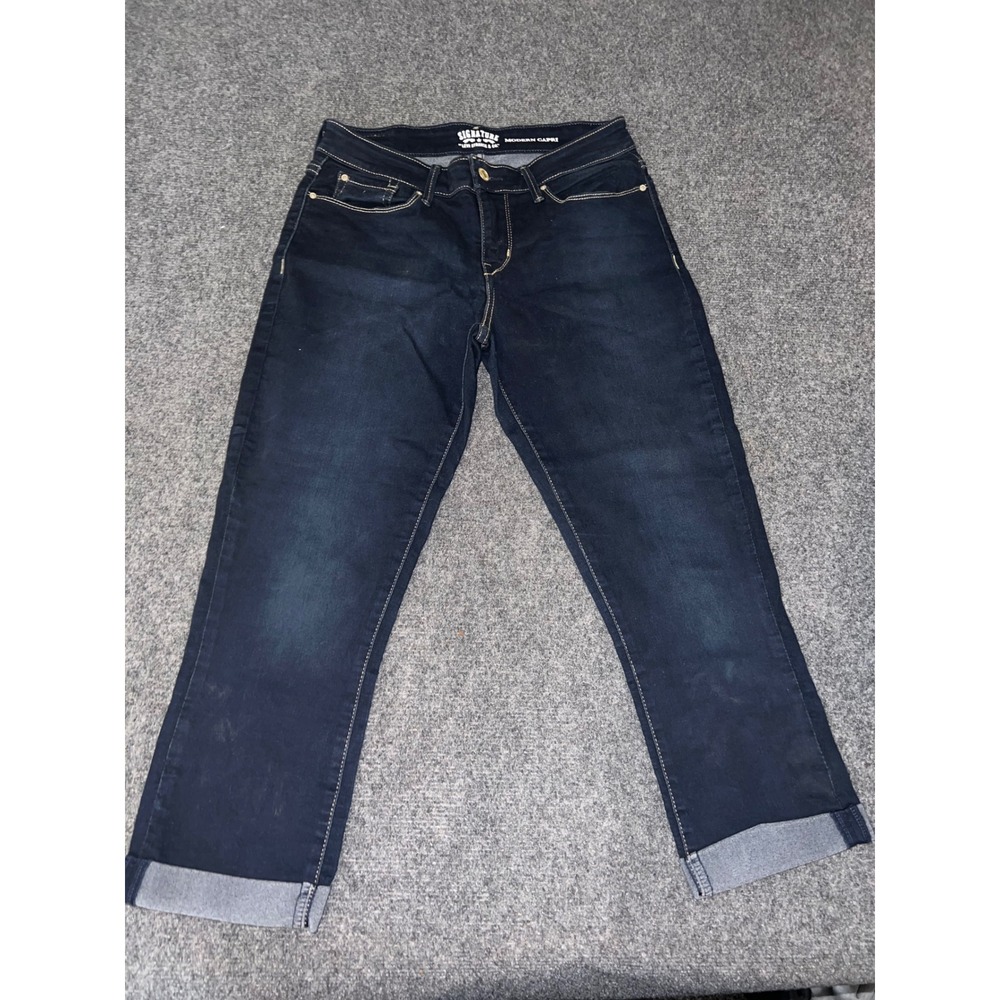 Signature by Levi Strauss & Co Womens Modern Capri Dark Wash Blue Jeans Size 6